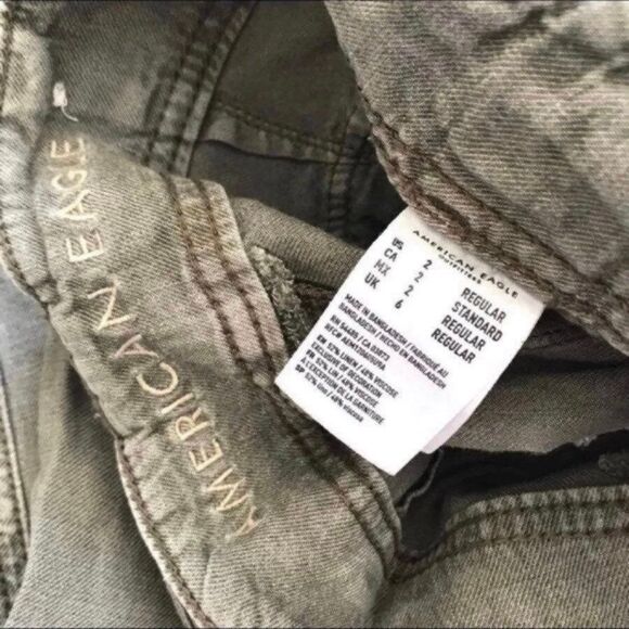 American Eagle Outfitters Linen Blend Tie Belt High Waist Pant Moss Green 2 2R S - Picture 5 of 11